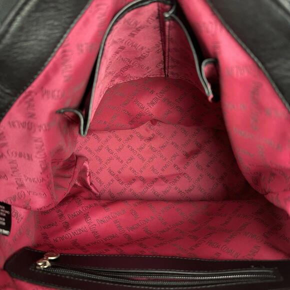 Pineda Covalin Double Handle Shoulder Tote Bag Purse Leather & Silk - Picture 8 of 9